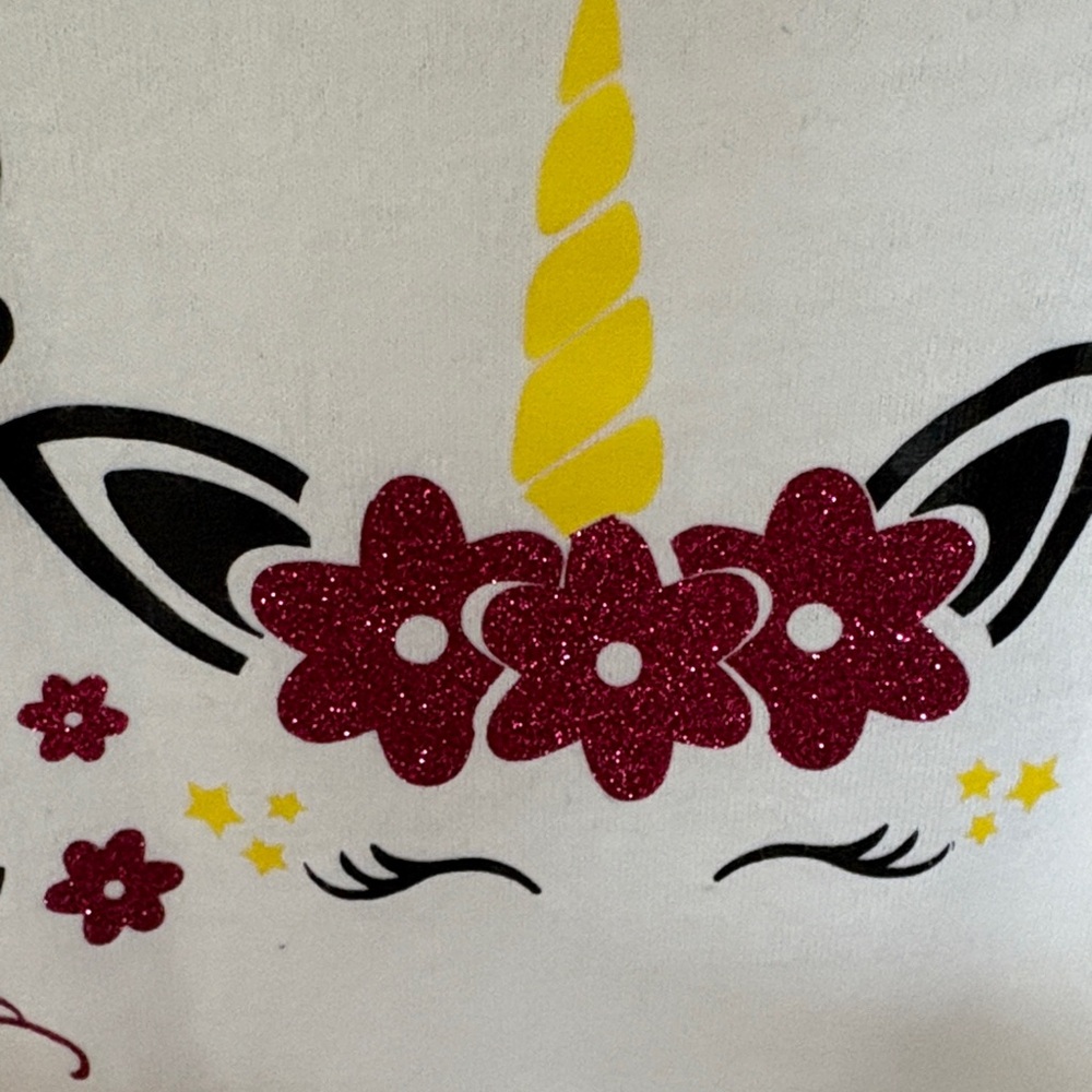 Gildan White Kids Tee with Glitter Unicorn 'Little Miss Pre-K' Design - Picture 2 of 4